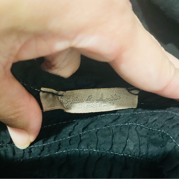 Made in Italy black semi sheer elastic smocked black tiered tank tonal polka dot - Picture 6 of 8